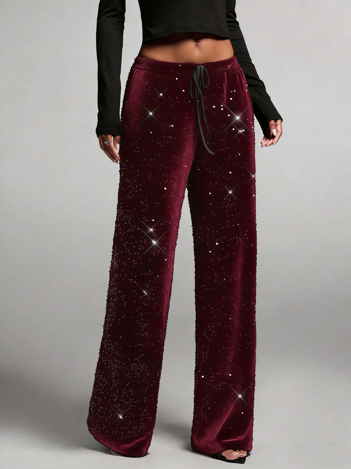 👖✨Women's Sequin Sparkle Wide Leg Pants with Elastic Waistband✨