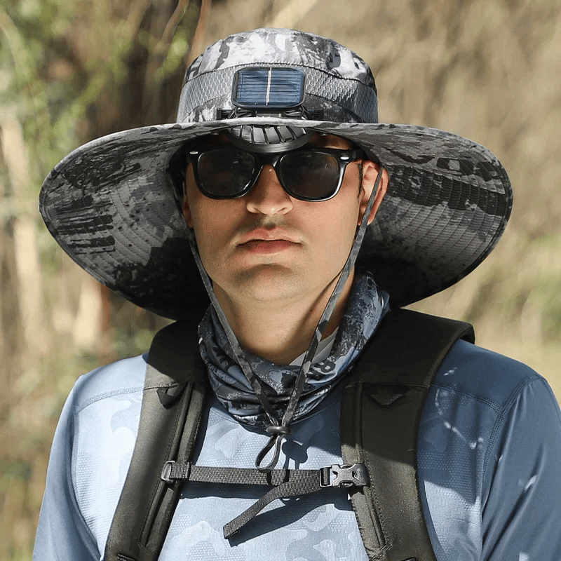 💥Wide Brim Solar Fan Outdoor Fishing Hat-Solar & USB Charging