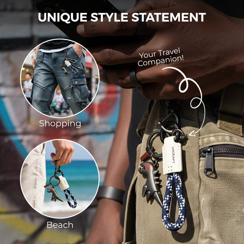 Aluminum Alloy Dinosaur Charm Paired with a Hand-woven Braceletš„