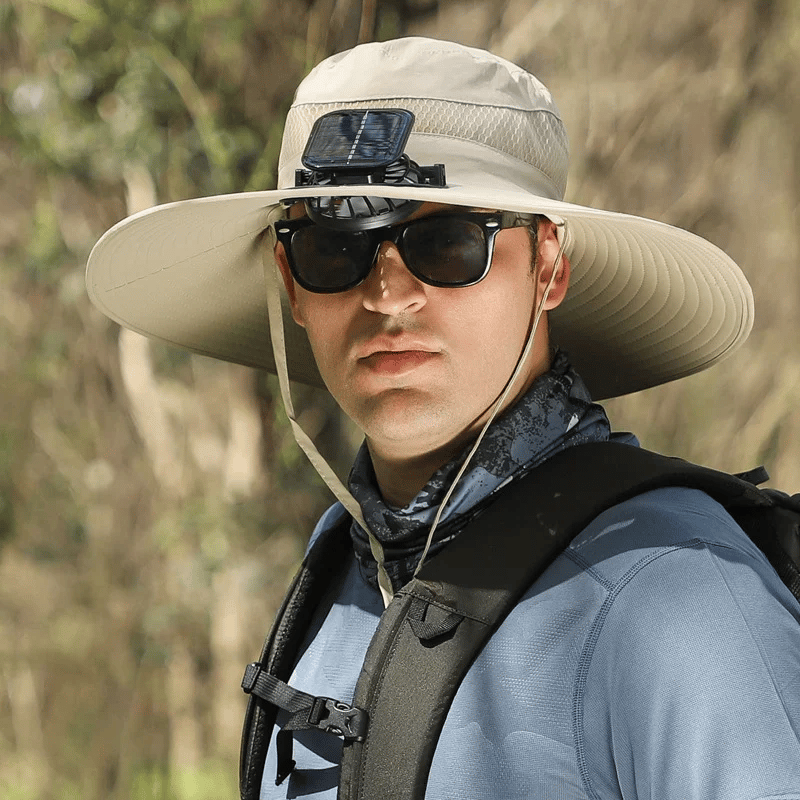 💥Wide Brim Solar Fan Outdoor Fishing Hat-Solar & USB Charging