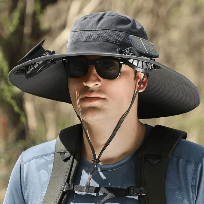 💥Wide Brim Solar Fan Outdoor Fishing Hat-Solar & USB Charging