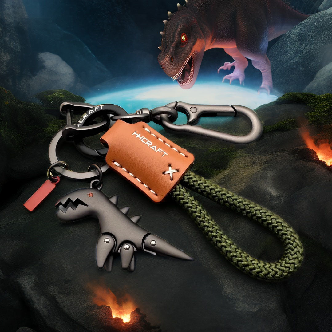 Aluminum Alloy Dinosaur Charm Paired with a Hand-woven Braceletš„