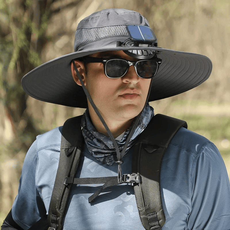 💥Wide Brim Solar Fan Outdoor Fishing Hat-Solar & USB Charging