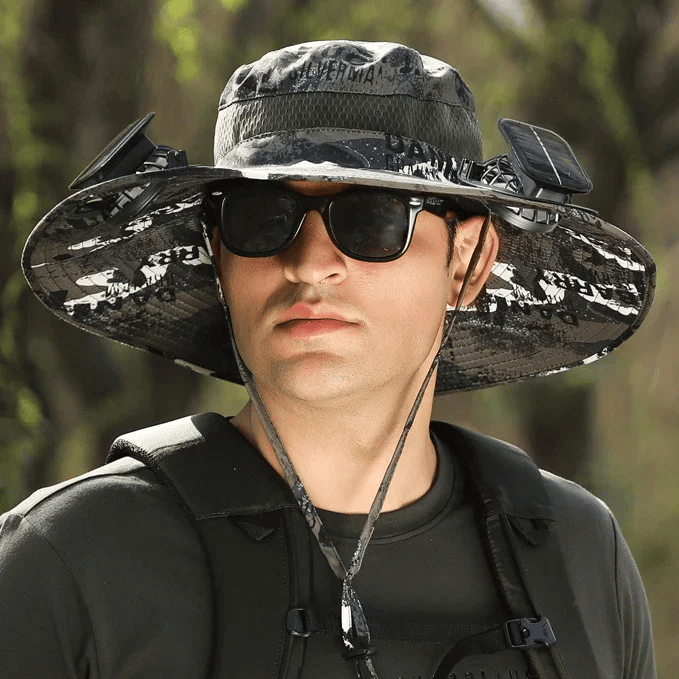 💥Wide Brim Solar Fan Outdoor Fishing Hat-Solar & USB Charging