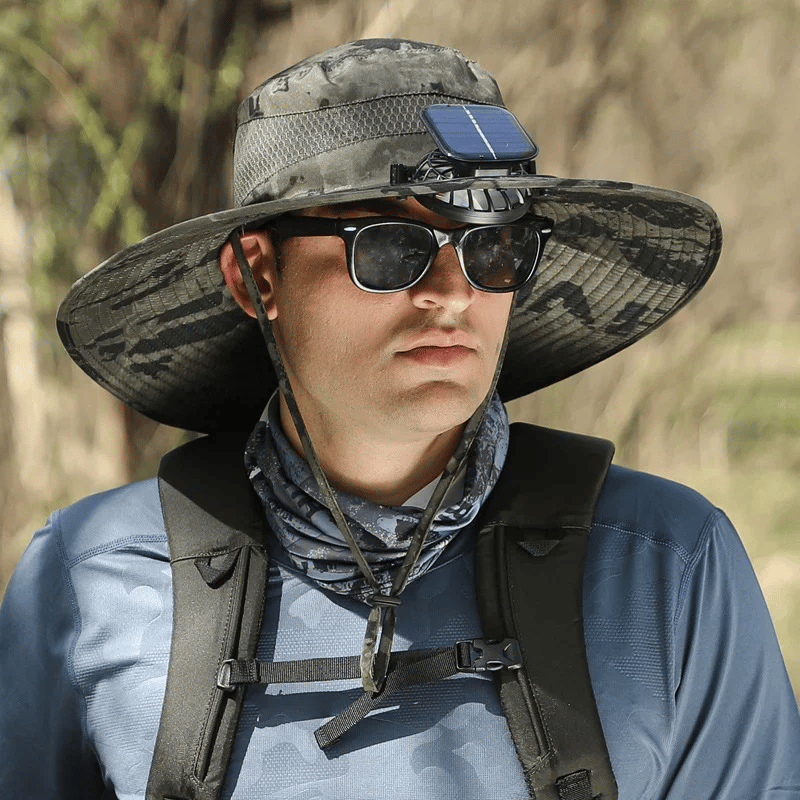 💥Wide Brim Solar Fan Outdoor Fishing Hat-Solar & USB Charging