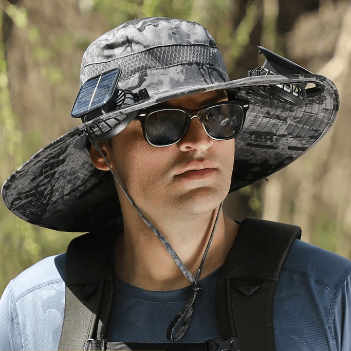 💥Wide Brim Solar Fan Outdoor Fishing Hat-Solar & USB Charging