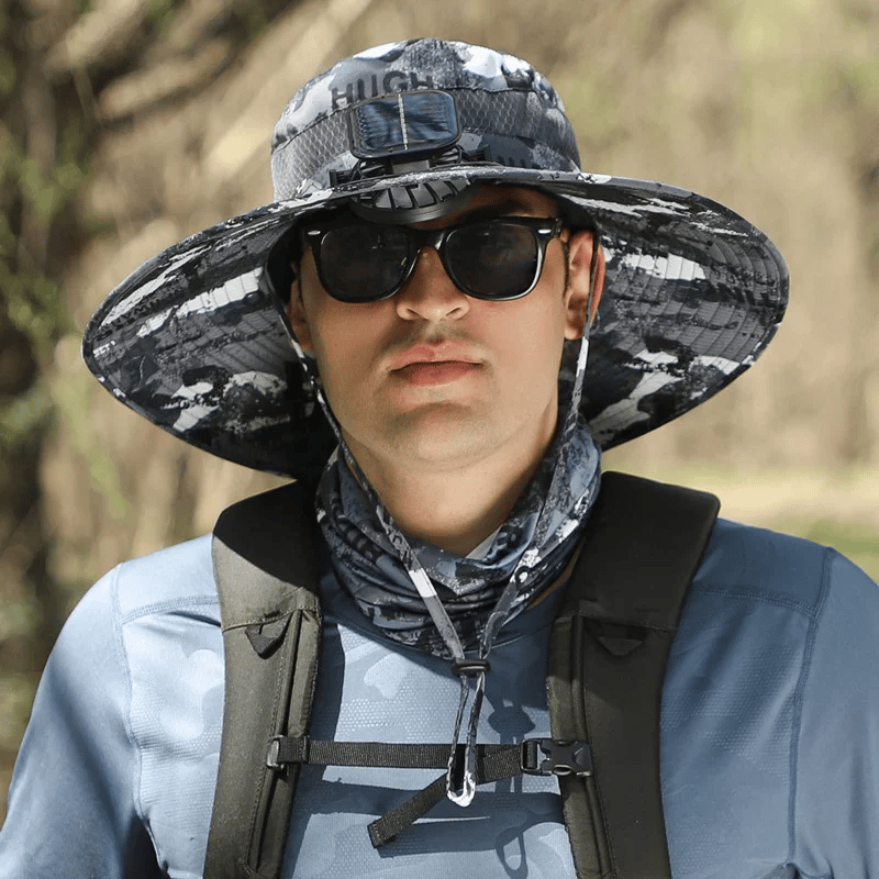 💥Wide Brim Solar Fan Outdoor Fishing Hat-Solar & USB Charging