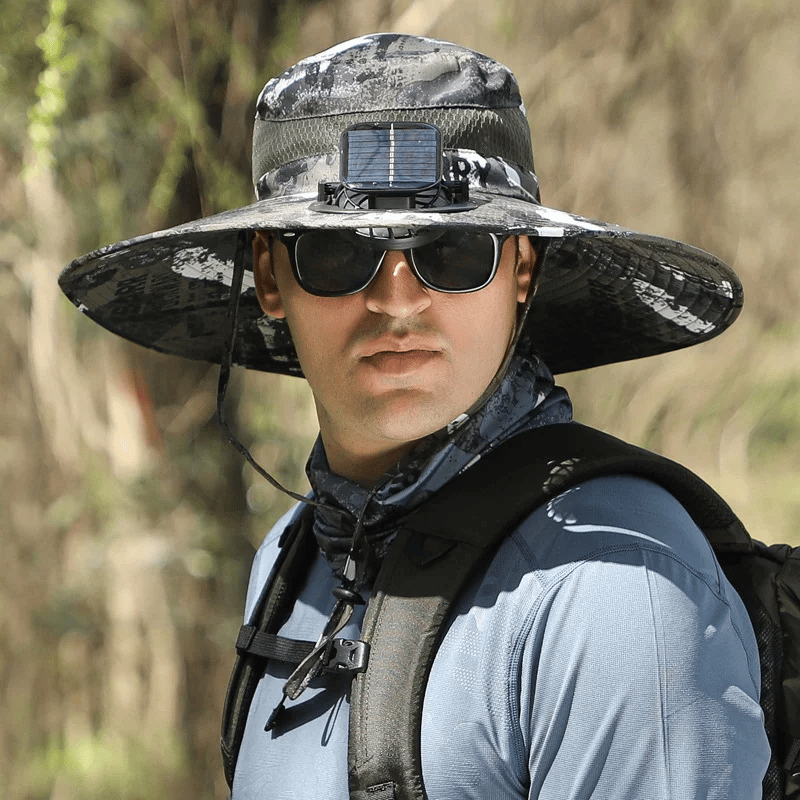 💥Wide Brim Solar Fan Outdoor Fishing Hat-Solar & USB Charging