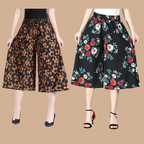🔥Women's High Elastic Waist Pleated Chiffon Wide Leg Culottes