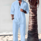 Men's Trendy Cotton Linen Top & Pants Two-Piece Set🎉BIG SALE