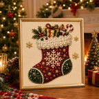 🎄✨ DIY Christmas Pearl Bead Art Kit – 5 Festive Designs, 3D Raised Beads & Display Frame Included | Holiday Wall Decor 🖼️🎨