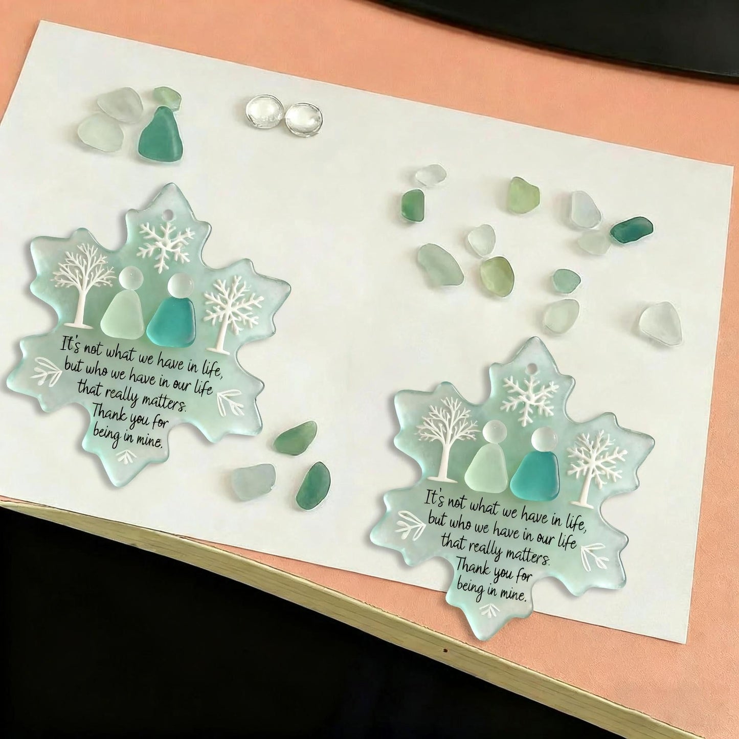 🌊Snowflake-Shaped Sea Glass Friendship Decor❄✨ Shaped by Nature & Crafted by Hand!