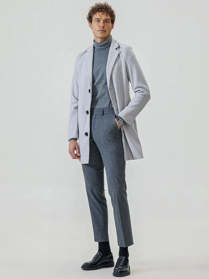 👔 Men's Classic Single Row Buckle Solid Color Jacket - Timeless Daily Essential
