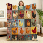 🐔Vintage Flannel Blanket with Chicken Pattern