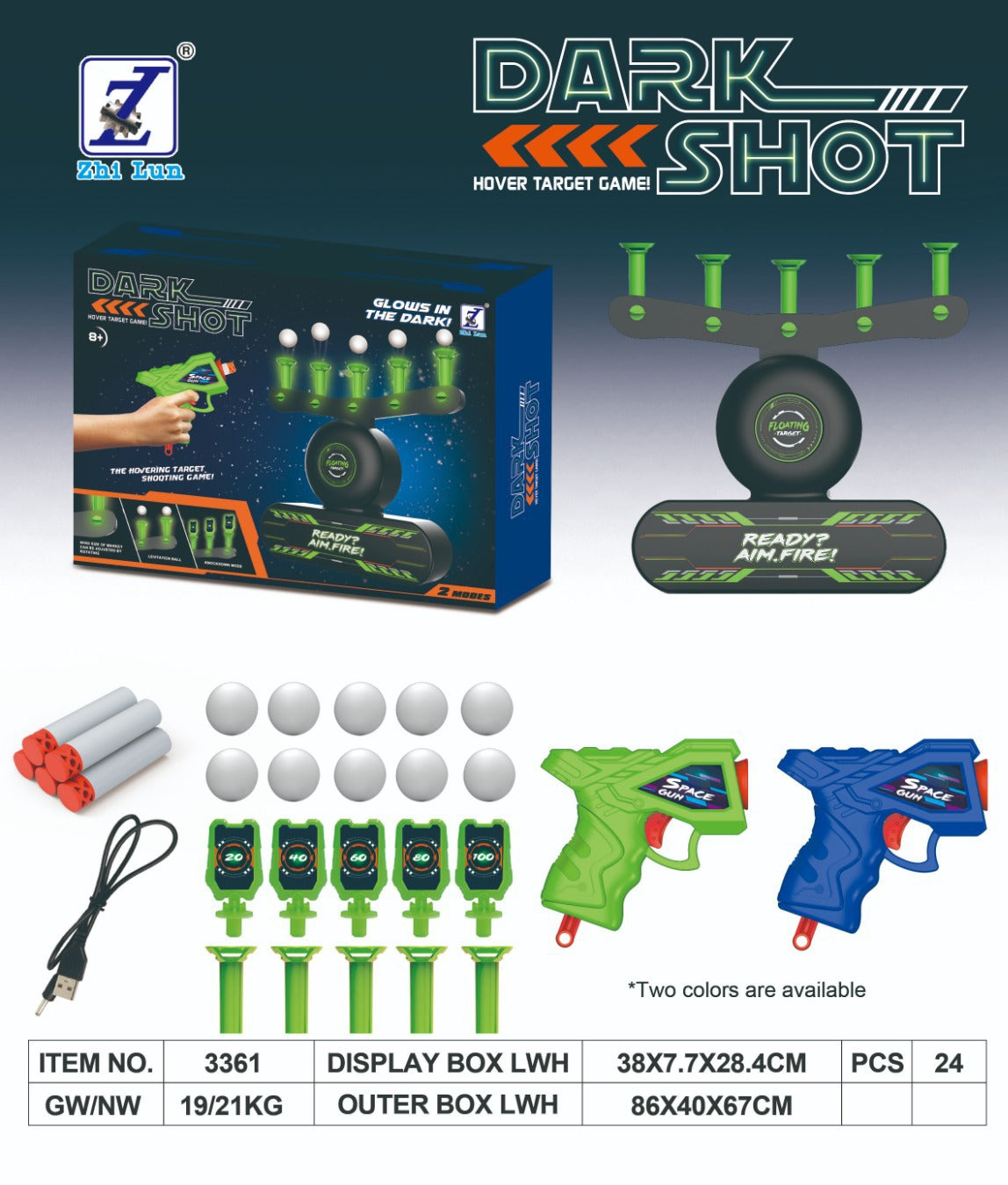 🎁Glow-in-the-Dark Shooting Target Practice Kids Shooting Toy Gun Set