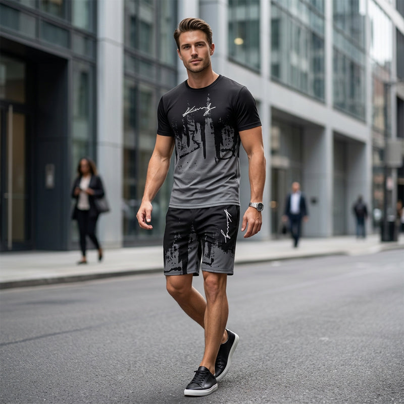 👕 LIMITED-TIME 52% OFF! 🩳 Men's Graphic Print T-Shirt & Shorts Set – Coordinated, Soft, Adjustable Waist 🌴