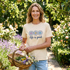 👕  "Life is Good" T-Shirt – Daisy Graphic, Cotton, Relaxed Fit, Positive ✨