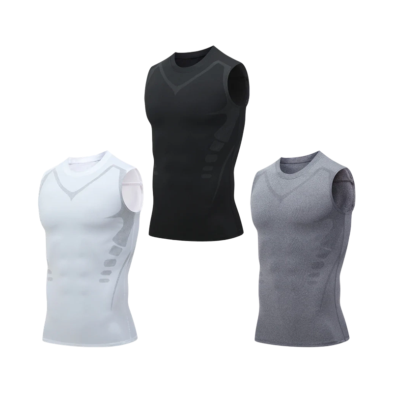 Ionic Shaping Vest – Cooling compression, smooths belly & love handles. Invisible under shirts. Feel confident again! 💪✨