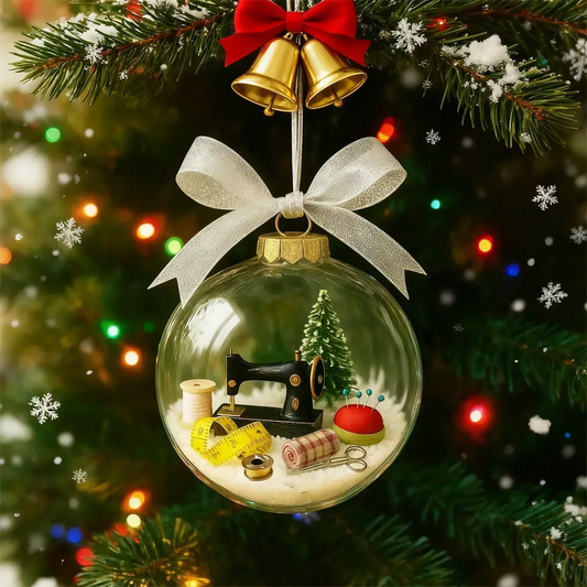 🎄  Holiday Sewing Snow Globe -DIY Craft Ornament with Glitter & Mini Figures, Festive Decor for Tree or Gift 🧵📦