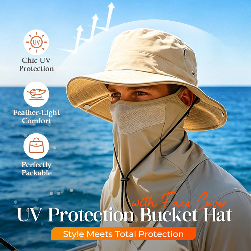 🎉 UV Protection Bucket Hat with Face Cover