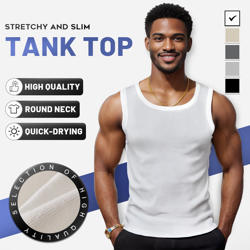 🎉🛍️Men's Summer Essentials 🎽Round Neck Quick-Drying Stretchy Slim Tank Top
