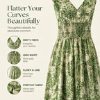 👗 Women's V-Neck Floral Smocked Maxi Dress – Elegant, Bohemian, Lightweight 🦋