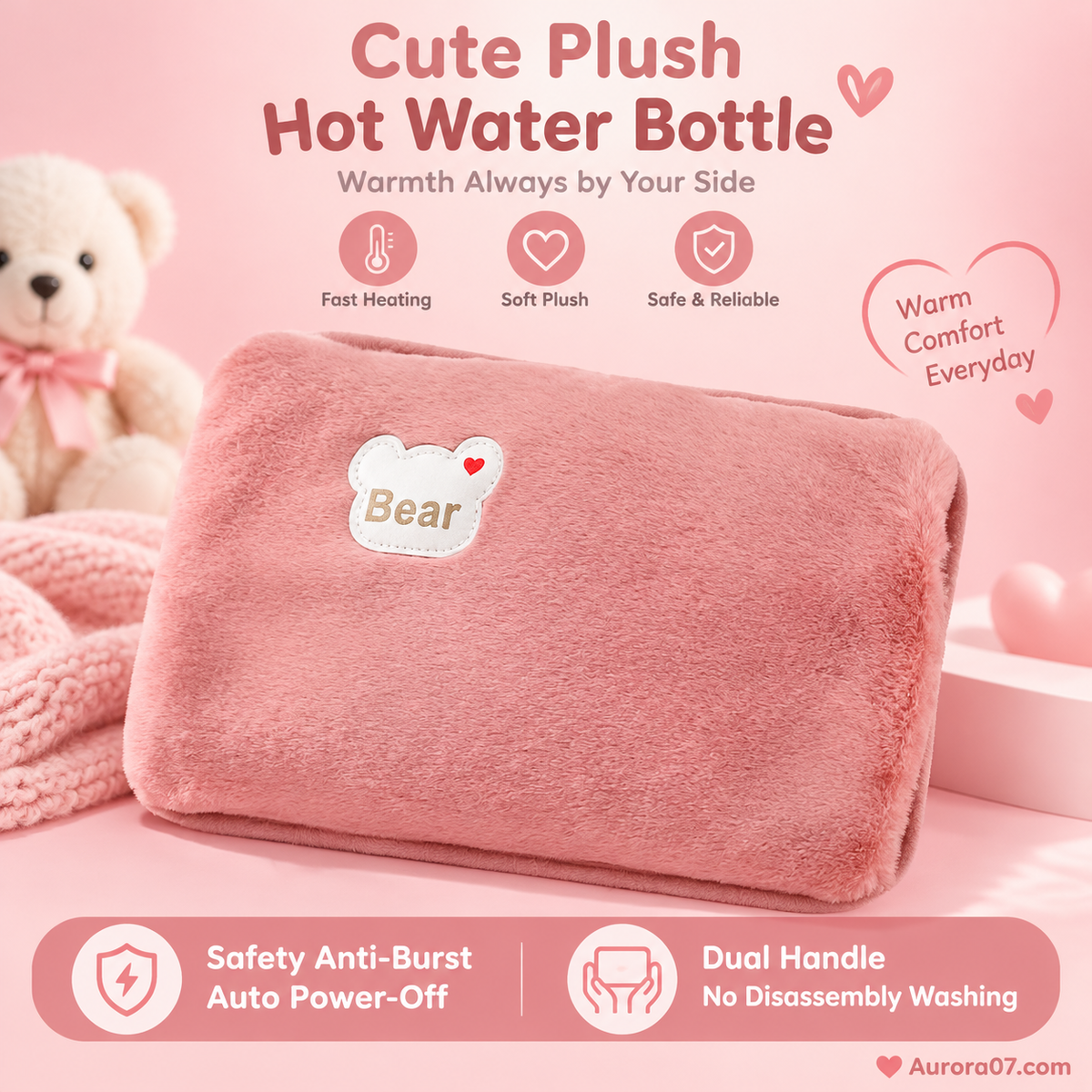 🔥🥳 Plush Rechargeable Heat Pack – Soft Winter Hand & Body Warmer