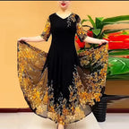 💃【L-4XL】 Fashion Women's Double Layer Mesh Printed Dresses💐