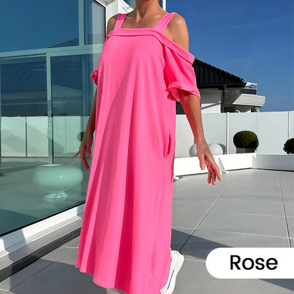 🌈 Women's Maxi Dress With Open Shoulders