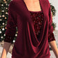 Sequin Loose Smocked Fake Two-Piece Top