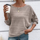 Solid Round-Neck Striped Top with Long Sleeves