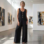 Women's Sleeveless Wide-Leg Jumpsuit with Pockets