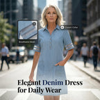 Blue Plain Collared Denim MIni Dress