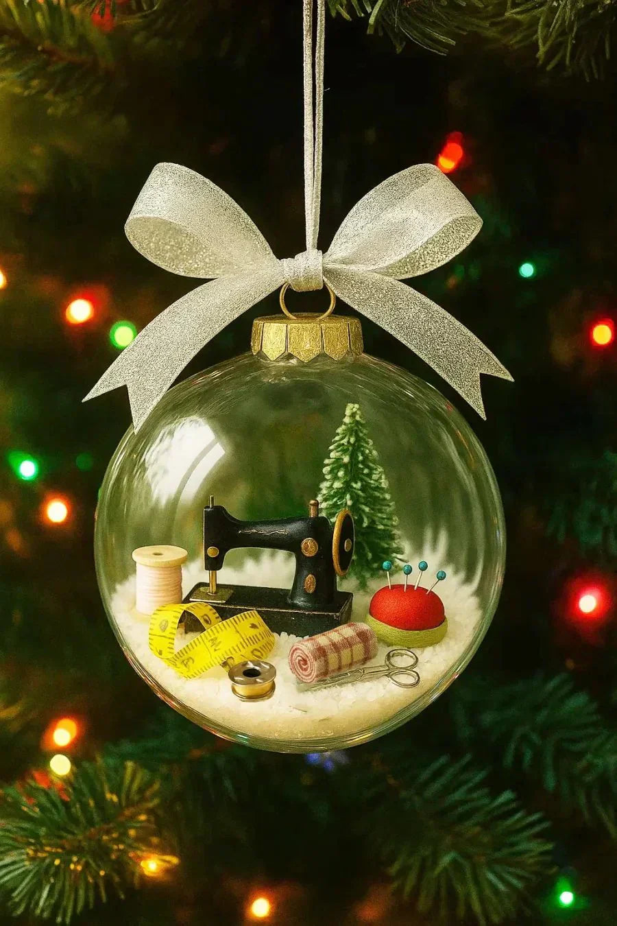 🎄  Holiday Sewing Snow Globe -DIY Craft Ornament with Glitter & Mini Figures, Festive Decor for Tree or Gift 🧵📦