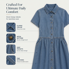 🔥Limited-time offer-Women's Elegant & Casual Denim Shirt Dress