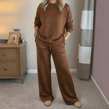 ✨🎅Last-Minute Christmas Offers 🎄⏰Women's Glitter Pullover Sweater & Pants 2-Piece Set