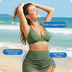 🏖️ High Waisted Bikini Set with Swim Skirt – Gentle tummy control, flattering skirt coverage. Feel confident & comfortable by the water. 🌊🌸