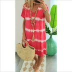 👗Tie-dye Striped Short-sleeved Loose T-shirt Dress
