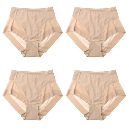 Pay 1 Get 4(4packs) High Waist Ice Silk Seamless Shaping Briefs--Last Day 49% OFF