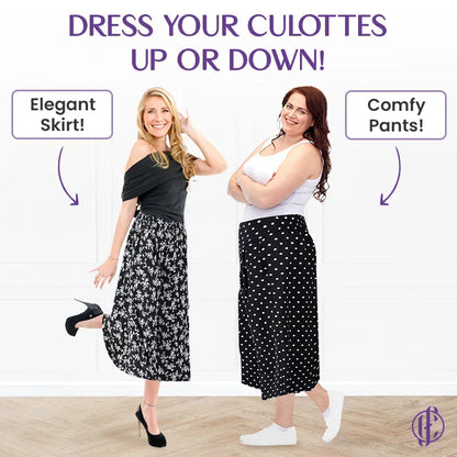 🔥Women's High Elastic Waist Pleated Chiffon Wide Leg Culottes