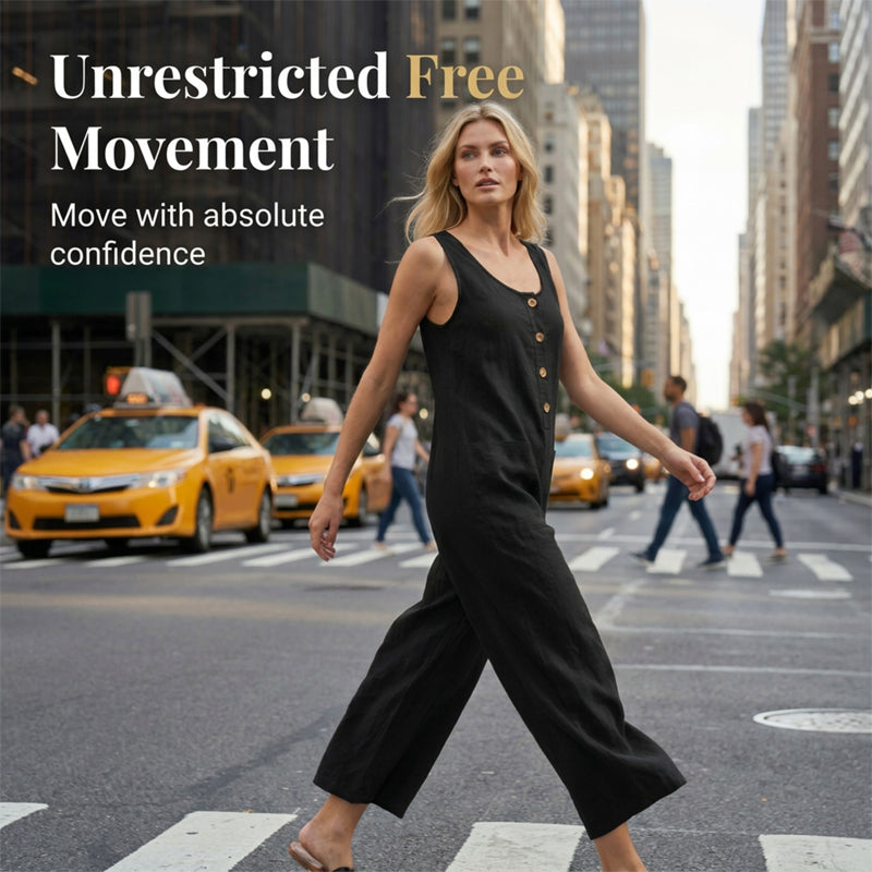 Women's Sleeveless Wide-Leg Jumpsuit with Pockets