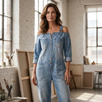 Loose Fit Wide-Leg Overall Jumpsuit with Pockets