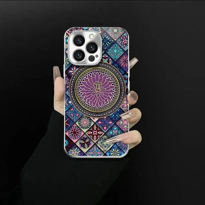 Colorful Lotus Flower Totem Case Kit for iPhone - Get a FREE Exquisite Diamond Bracelet!🔥