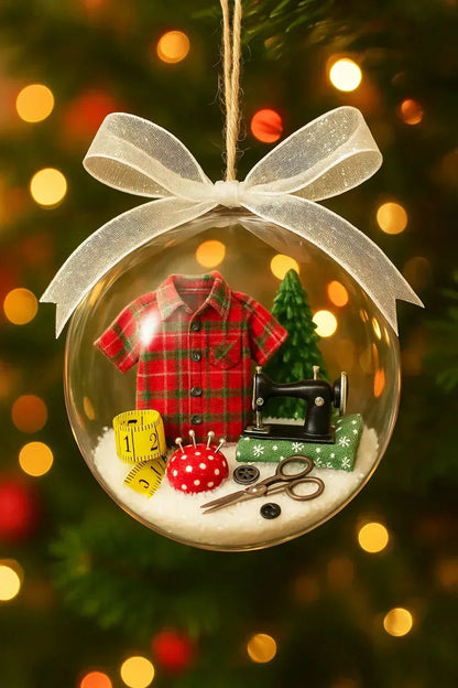 🎄  Holiday Sewing Snow Globe -DIY Craft Ornament with Glitter & Mini Figures, Festive Decor for Tree or Gift 🧵📦