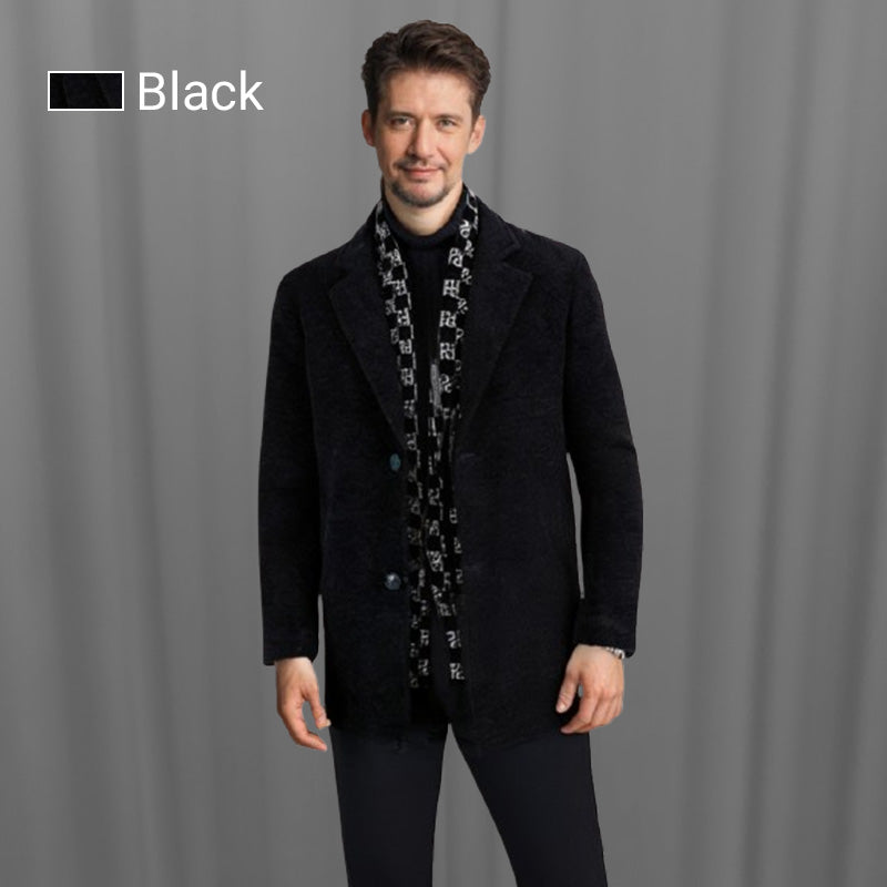 🎅Christmas Pre-sale🎁Men’s Stylish Notched Lapel Winter Tweed Jacket with White Duck Down Lining