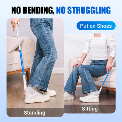 Adjustable Long Shoe Horn with Sock Remover for Seniors
