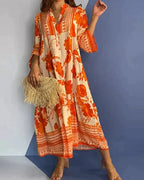 🔥Women's 3/4 Length Sleeve Swing Print Dress🔥