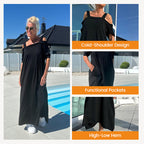 🌈 Women's Maxi Dress With Open Shoulders