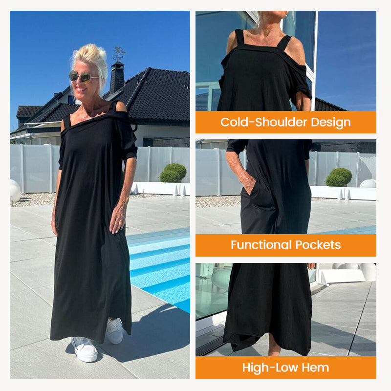 🌈 Women's Maxi Dress With Open Shoulders