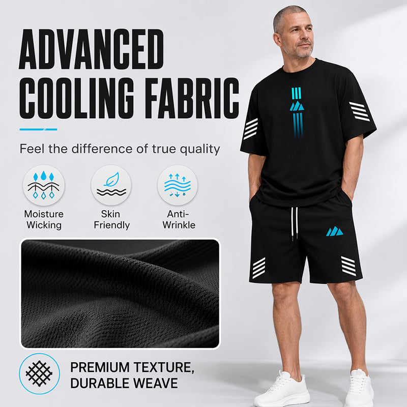👕Men's Summer T-Shirt & Shorts Set – Gradient design, breathable & lightweight – Perfect for hot days & casual outings 🩳
